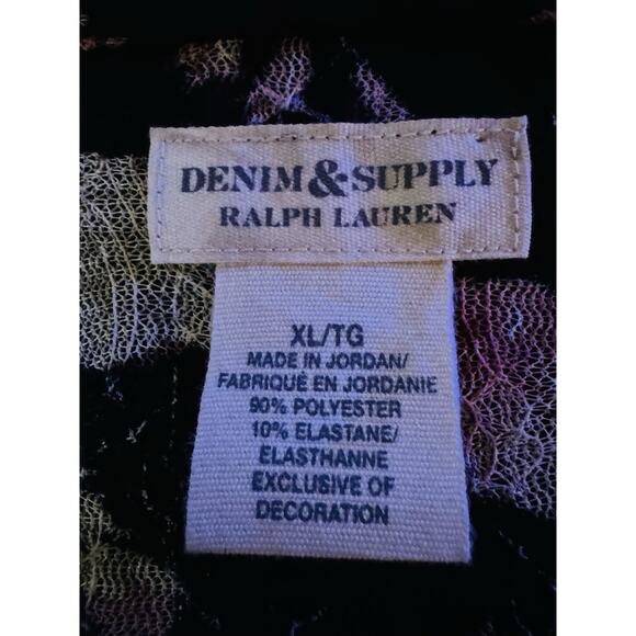 Denim & Supply Ralph Lauren Whimsigoth Fairy Floral Sheer Black Lace Top Size XL - Picture 3 of 8